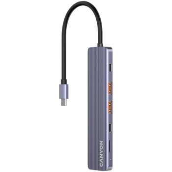Hub 6w1 4K USB-C stacja dokująca Canyon DS-17 szary - Canyon