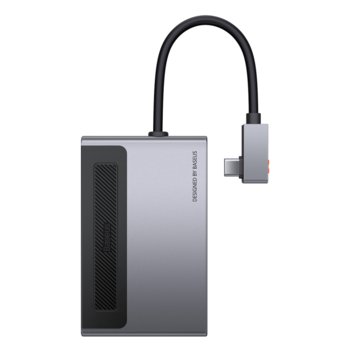 Hub 6w1 Baseus Magic, USB-C do USB 3.0 + HDMI + USB-C PD + Jack 3.5mm + microSD/SD z klipsem na ekran - Baseus