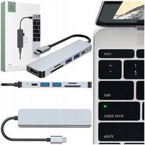 Hub Adapter Stacja Dokująca Do Macbook 6W1 Szary Rozgałęziacz Do Laptopa