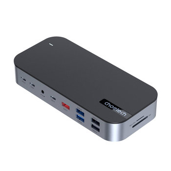 HUB Choetch M52 USB-C - USB-C PD/USB-C/USB-A/HDMI/VGA/DP/SD/TF/RJ45/AUX - szary - ChoeTech