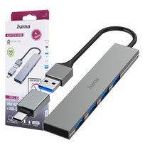 HUB PREMIUM USB 3.2 + ADAPTER USB-C, 4xUSB-A, ULTRA SLIM, 5Gbit/s