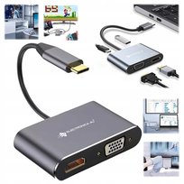 Hub rozdzielacz stacja dokująca 4w1 USB A USB-C VGA HDMI 87W 4K 30Hz