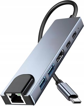 HUB USB-C 6w1 HDMI 4K RJ45 LAN 2xUSB 3.0 PD 100W MacBook M1 M2 Thunderbolt - PAWONIK
