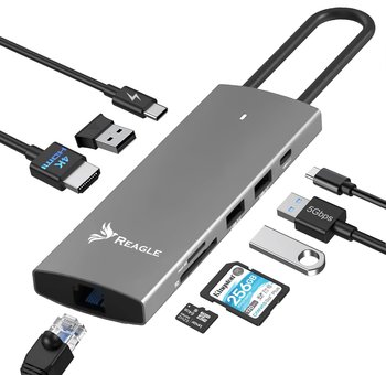 Hub Usb-C Hdmi 4K 60Hz Usb C Pd 100W Usb 3.2 Lan Rj45 Czytnik Kart - Reagle