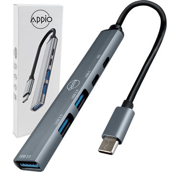 HUB USB-C Rozgałęźnik Rozdzielacz Portów Adapter SLIM 3x USB 2x USB-C PD - APPIO