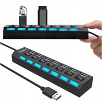 Hub Usb Rozdzielacz Usb 7 Portowy Czarny Synchronizacja