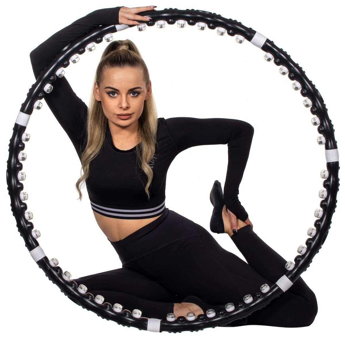 Hula hop z masażerem 100 cm czarne - Springos | Sport Sklep EMPIK.COM