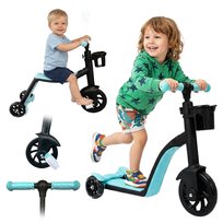 Hulajnoga 3w1 rowerek dziecięcy trójkołowy rowerek biegowy niebieski PLAYIO