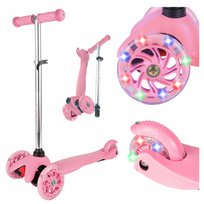 Hulajnoga balansowa trójkołowa KOŁA LED do 50kg Składana dla dzieci 2-12lat  Różowa