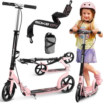 Hulajnoga składana miejska uchwyt hamulec ręczny Soke City różowy - SOKE