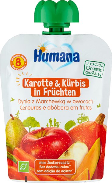 Фото - Дитяче харчування Humana , Organic, mus dynia marchewka i owoce, 90 g 