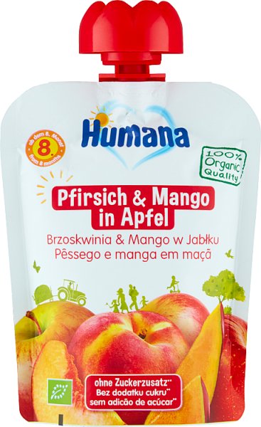 Фото - Дитяче харчування Humana , Organic, mus jabłko brzoskwinia mango, 90 g 