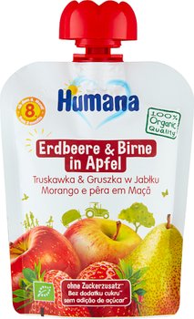 Humana, Organic, mus jabłko gruszka truskawka, 90 g - Humana