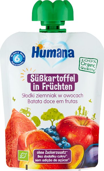 Фото - Дитяче харчування Humana , Organic, mus jabłko śliwka bataty, 90 g 