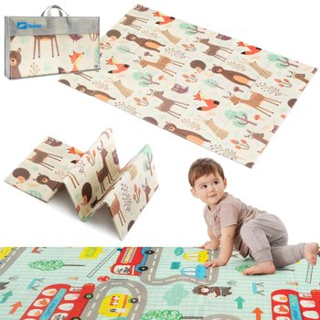 Humbi Dwustronna Składana Mata Edukacyjna z pianki XPE 120x180 Las Uliczki - Humbi