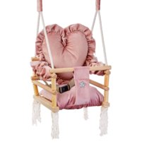 Huśtawka 3w1 dla dzieci -SERCE domowa usztywniona +pas bezp./różowa CE