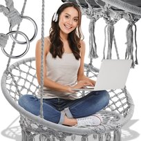 HUŚTAWKA BOCIANIE GNIAZDO Ogrodowa Fotel Wiszący Krzesło Bocian BOHO 80 cm