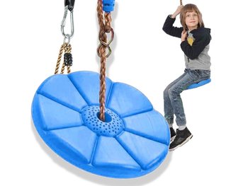 Huśtawka Bujawka Ogrodowa Dla Dzieci Okrągła Dysk Mocna Wisząca Siedzisko Niebieski - PrzydaSie.pl