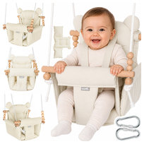 Huśtawka dla Dzieci Kubełkowa Bawełniana z Poduszkami i Pasami 12-36m 60kg MALO Creamy Beige