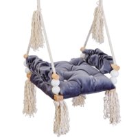 Huśtawka dla dzieci Ławka pikowana 3-7 lat Usztywniona Domowa /Grafit CE