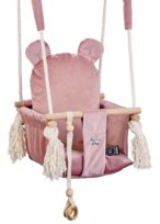 Huśtawka dla dzieci LoveGifts  Domowa Miś różowa +pas bezp.+Zabawka edu. CE