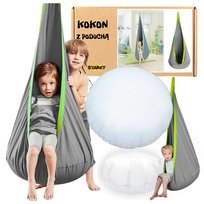  Huśtawka kokon fotel wiszący dla dzieci Montessori szary
