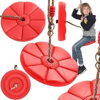 HUŚTAWKA OGRODOWA DLA DZIECI OKRĄGŁA DYSK MOCNA Czerwona do ogrodu