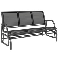 Huśtawka ogrodowa Outsunny 3-osobowa z mechanizmem bujania, metalowa huśtawka ogrodowa, ławka parkowa, udźwig do 300 kg, meble ogrodowe do ogrodu, na patio, 147 x 70 x 85 cm, ciemnoszary