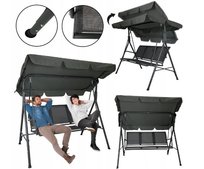 HUSTAWKA OGRODOWA WISZACA Z DASZKIEM SOFA LAWKA METALOWA DO OGRODU DUZA