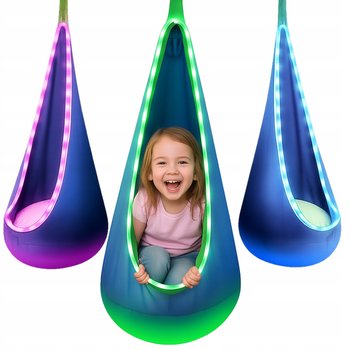 HUŚTAWKA SENSORYCZNA ŚWIECĄCA W CIEMNOŚCI KOKON NIEBIESKA WISZĄCA FOTEL - EVENA