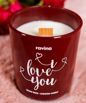 I LOVE YOU SERCA sojowa, perfumowana świeca zapachowa na prezent w szkle RAVINA świeczka o zapachu Amor - ravina
