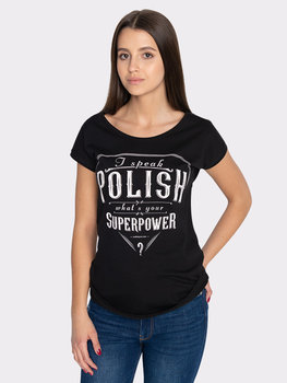 I SPEAK POLISH! WHAT'S YOUR SUPERPOWER? / koszulka damska / czarna - Nadwyraz.com