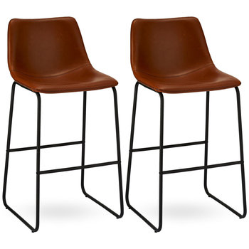 Ibbe Design 2X Stołki Barowe Krzesła Barowe Kuchenne Indiana Z Oparciem, Brązowy, Sztuczna Skóra , Ze Stabilnym Metalowym Stelażem, Do Blatu Barowego, Kuchni I Domu, 46X54X97 Cm - FurnHouse