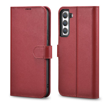 Icarer Haitang Leather Wallet Case Skórzane Etui Do Samsung Galaxy S22+ (S22 Plus) Portfel Obudowa Pokrowiec Czerwony (Aksm05Rd) - iCarer