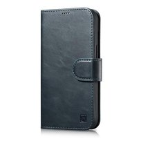 Icarer Oil Wax Wallet Case 2In1 Etui Iphone 14 Pro Skórzany Pokrowiec Z Klapką Anti-Rfid Niebieski (Wmi14220722-Bu)