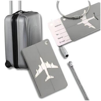 IDENTYFIKATOR ADRESOWY DO WALIZKI ZAWIESZKA NA BAGAŻ DO SAMOLOTU SREBRNY - Livoyn