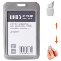 Identyfikator etui holder na kartę ze smyczą wysuwaną dla firmy SZARY / Whoo