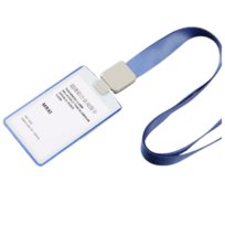 Identyfikator / holder na kartę ze smyczą wysuwaną z aluminiową ramką NIEBIESKI / Dezhi