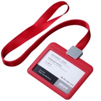 Identyfikator na smyczy – solidne etui na karty 85.5x54mm poziomy CZERWONY