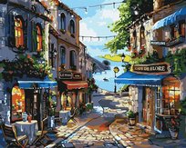 IDEYKA Zestaw do malowania po numerach. Restauracje nad brzegiem morza 40x50cm KHO3652