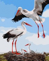 IDEYKA Zestaw do malowania po numerach. Rodzina bocianw ©art_selena_ua 40x50 cm KHO6603