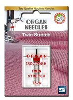 Igła podwójna półpłaska 130/705H Organ TWIN do stretchu 75/4mm blistr Organ