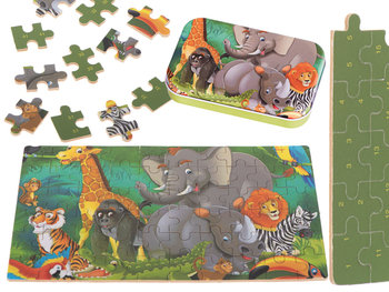 Ikonka, Puzzle Drewniane Bajkowe W Puszce Słoń 60el. - ikonka