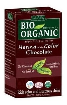 Indus Valley, Bio Organic, organiczna farba do włosów na bazie henny 4 czekoladowy, 100 g - Indus Valley