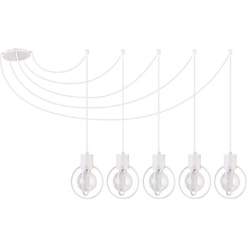 Industrialna LAMPA wisząca AURA KOŁO 31097 Sigma metalowa OPRAWA zwis PAJĄK druciany na kablach loft biały - Sigma