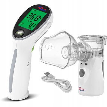 Inhalator nebulizator siateczkowy bezprzewodowy + termometr bezdotykowy - ProMedix