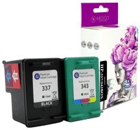 INKDIGO Tusze 337 XL & 343 XL zgodny zestaw do HP Officejet 6940 7100 8049 Czarny + Kolor