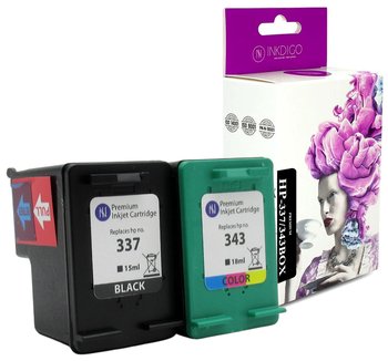 INKDIGO Tusze 337 XL & 343 XL zgodny zestaw do HP Officejet 6940 7100 8049 Czarny + Kolor - Inkdigo