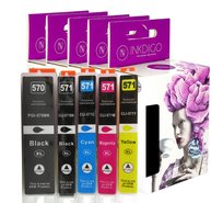 INKDIGO Tusze PGI-570 XL & CLI-571 XL zgodny zestaw do Canon Pixma MG 5750 MG 7753 TS 5050 TS 9055 CMY2K 25ml/4x13ml