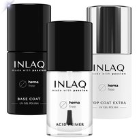 INLAQ Baza + Nabłyszczający Top + Primer Zestaw Hybrydowy HEMA Free INLAQ